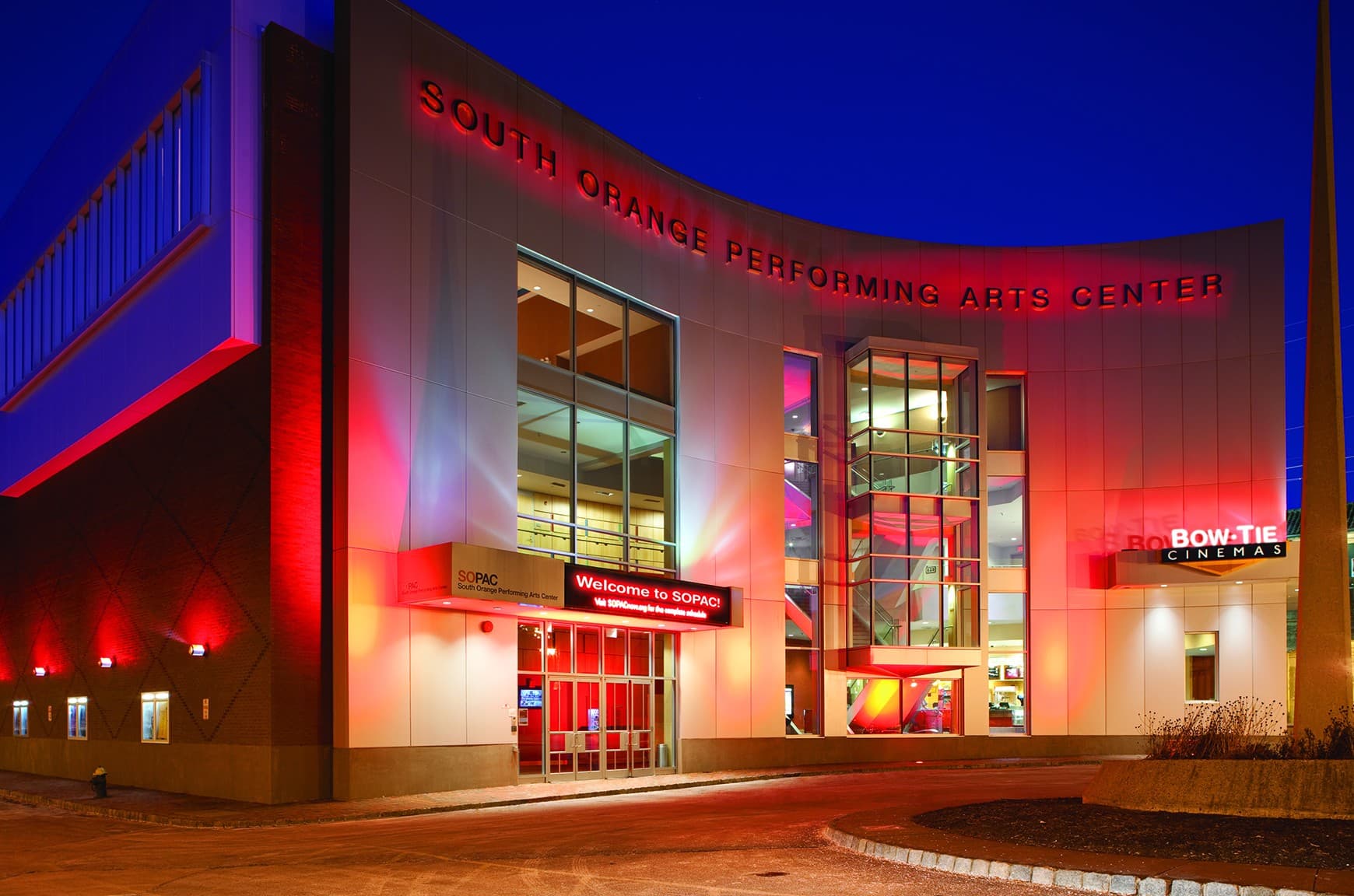 South Orange Performing Arts Center at night